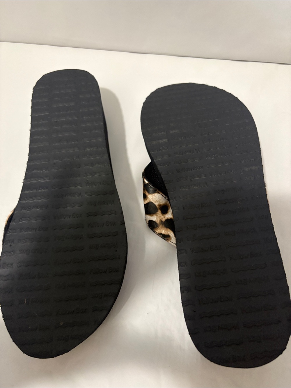 Leisure Platform Flip Flops with Leopard Print Straps - Black W9 - Picture 4 of 4